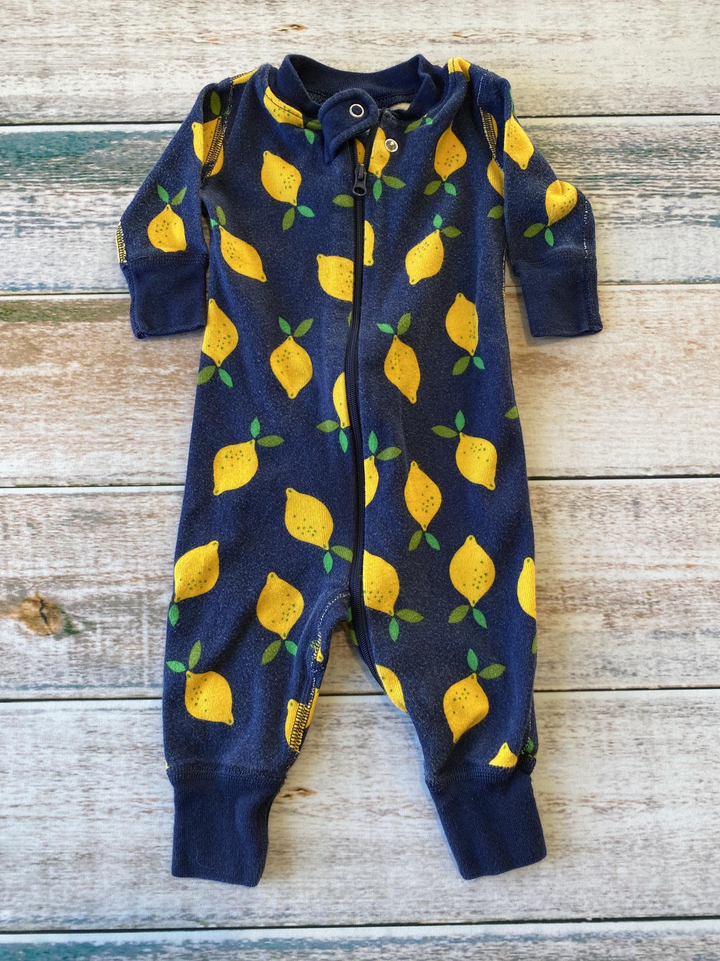 Hanna Andersson Girls Navy Blue | Yellow Pajamas Size: 0-3 months Navy Blue | Yellow