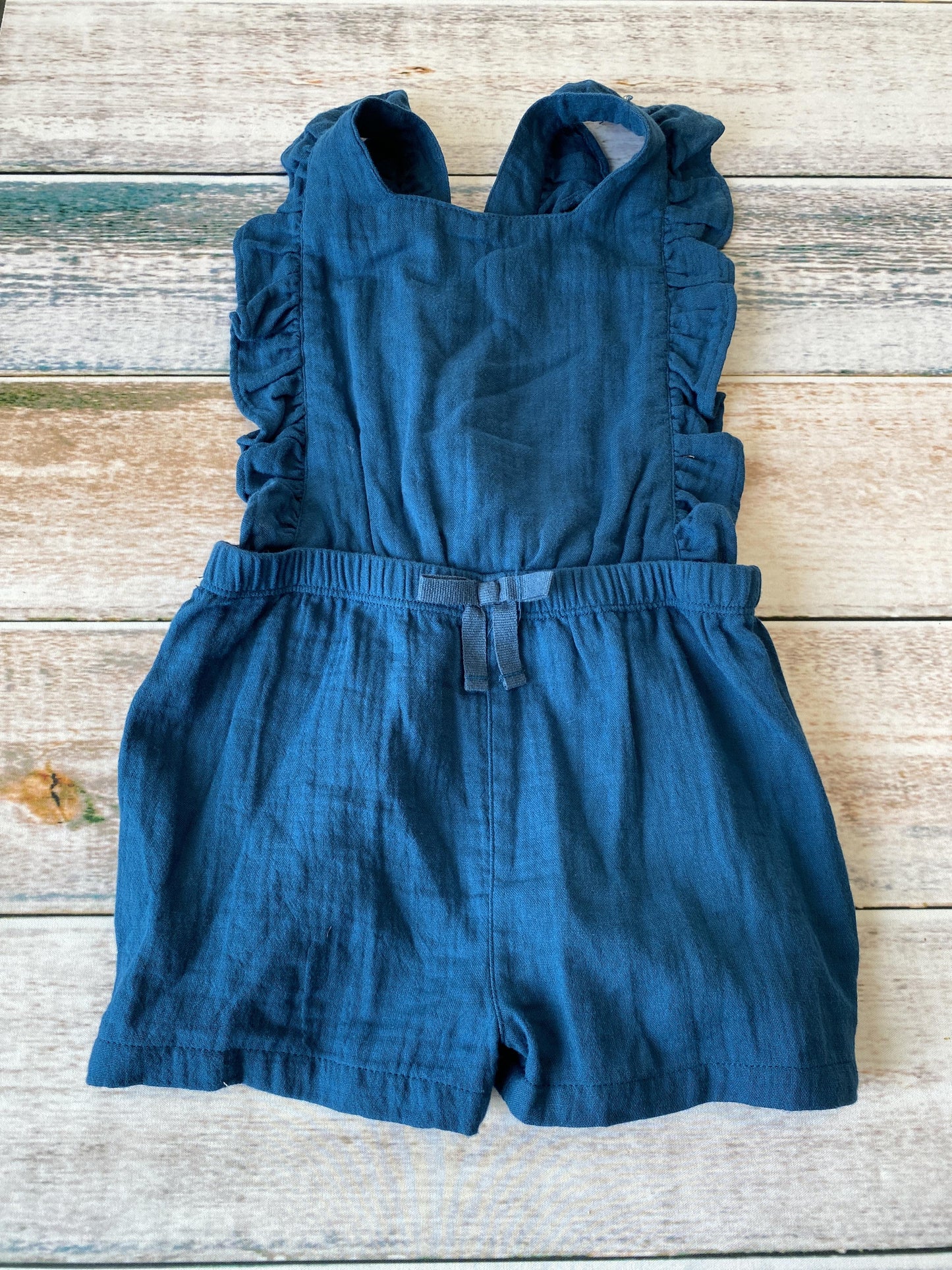 Oliver & Rain Girls Navy Blue Romper Size: 2T Navy Blue