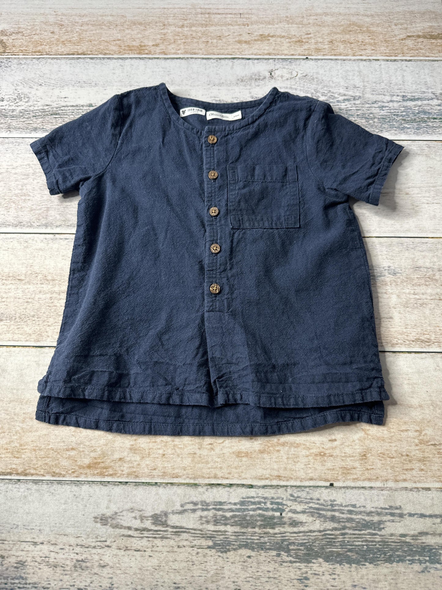 Oliver & Rain Boys Navy Blue Shirt Size: 18-24 months Navy Blue