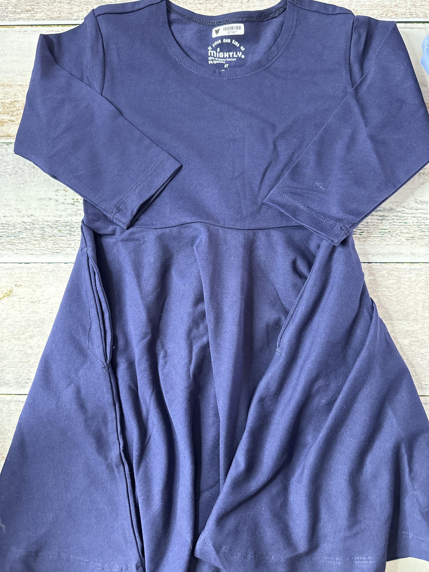 Mightly Girls Navy Blue Dress Size: 4T Navy Blue