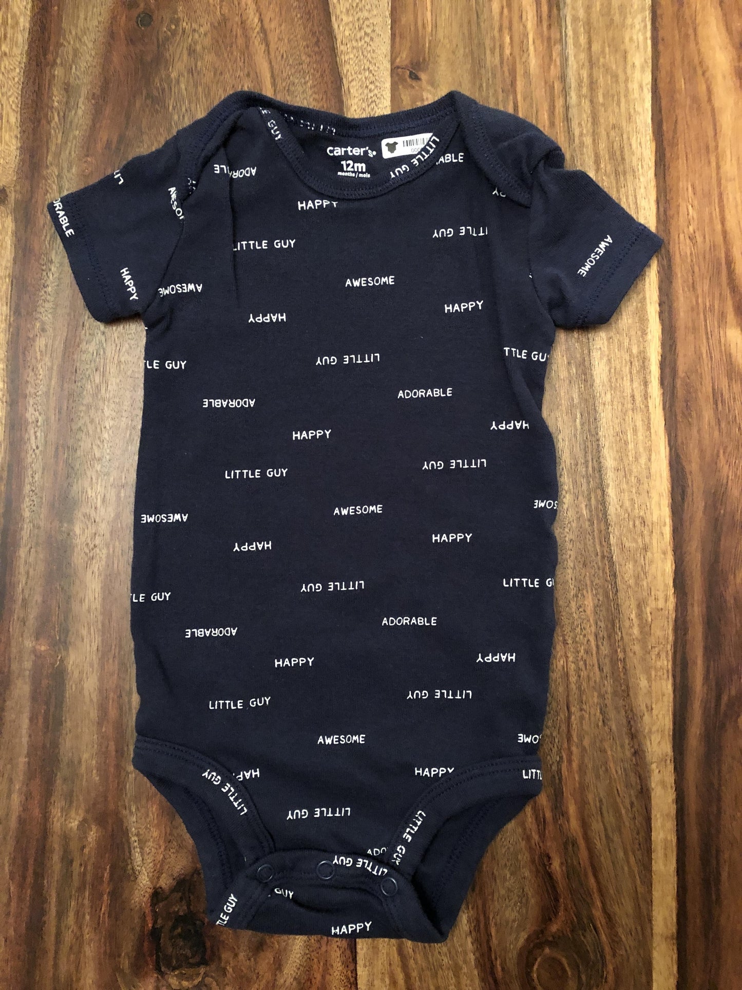 Carters Boys Navy Blue Onesie Size: 12 months Navy Blue
