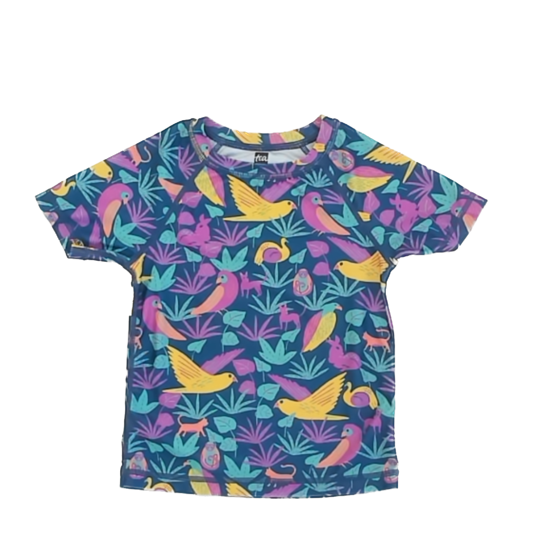Tea Collection Girls Navy | Bright Animals Rash guard Swimwear Size: 4T Navy | Bright Animals Rash guard