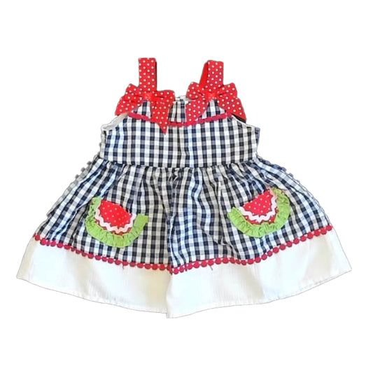 Nanette Girls Navy Check Dress Size: 0-3 Months Navy Check