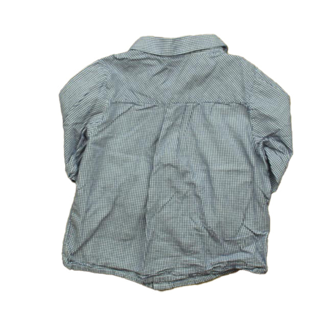 Jacadi Boys Navy Check Button Down Long Sleeve Size: 3T Navy Check