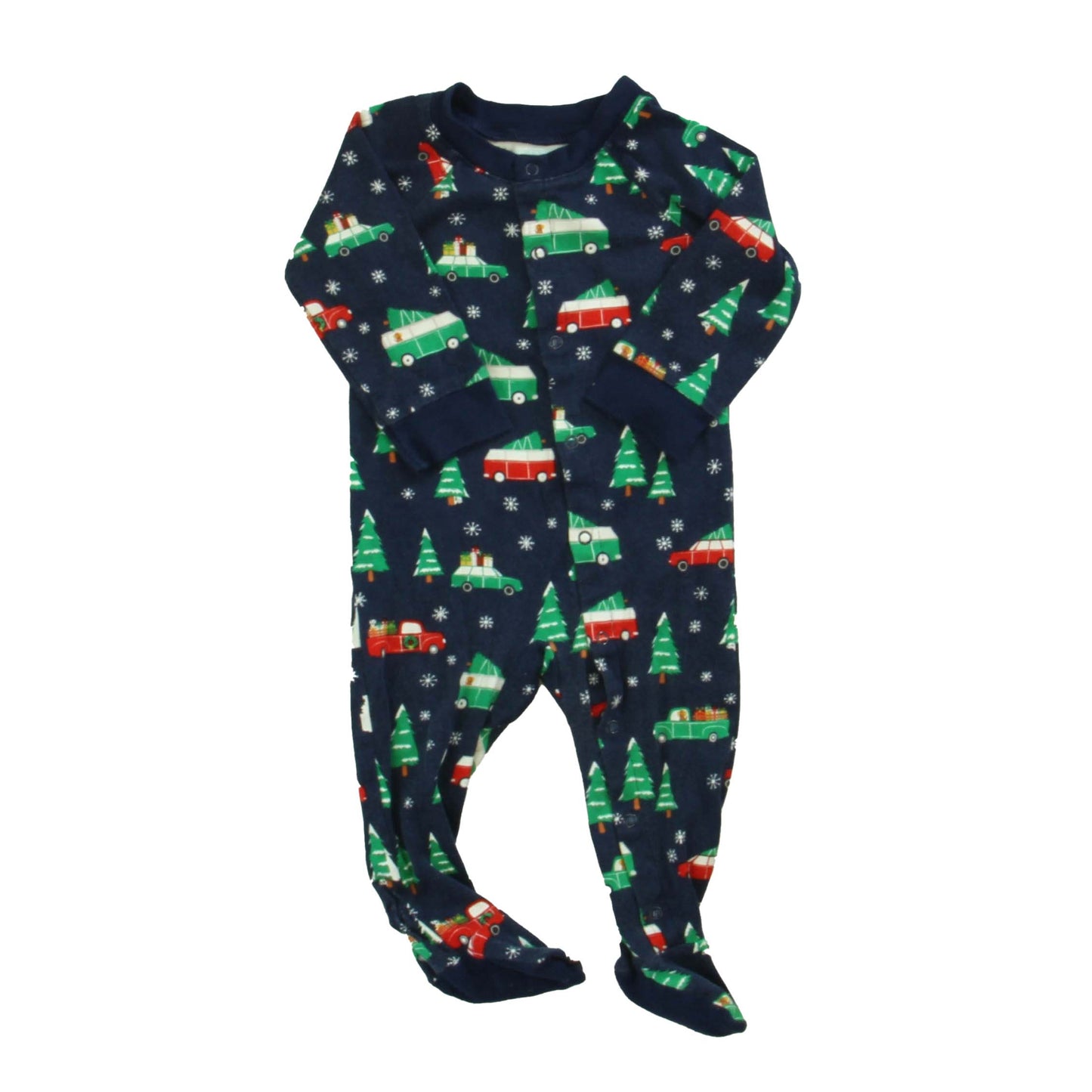 Wondershop Boys Navy Christmas Trees 1-piece footed Pajamas Size: 3-6 Months Navy Christmas Trees
