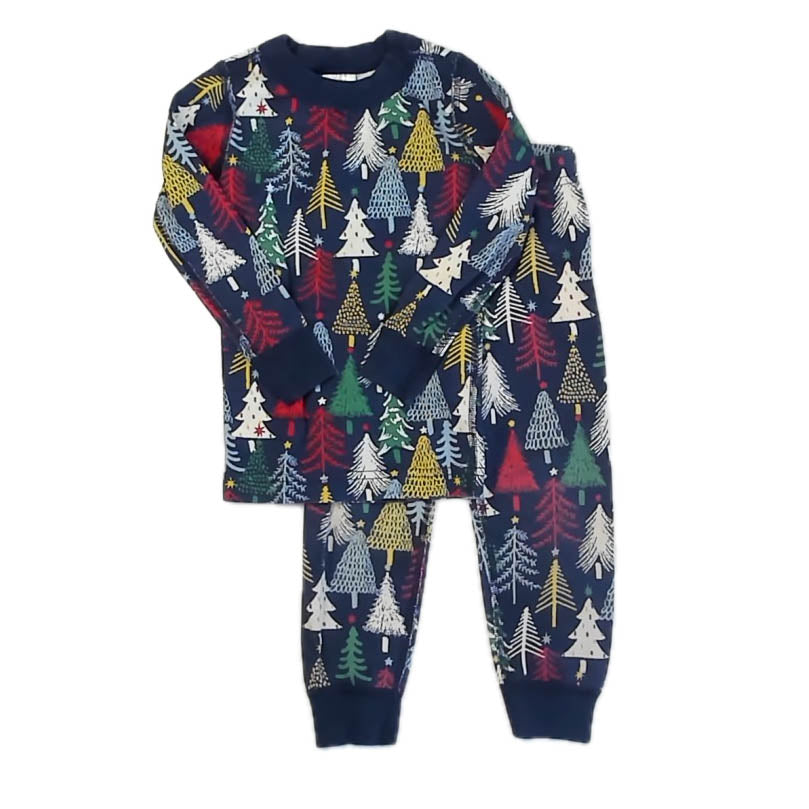 Hanna Andersson Unisex Navy Christmas Trees 2-piece Pajamas Size: 3T Navy Christmas Trees