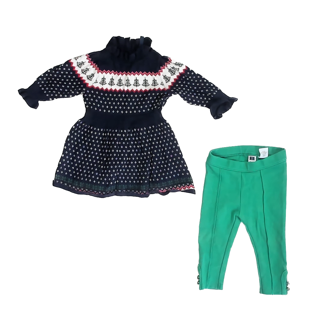 Janie and Jack Girls Navy Christmas Sweater Dress Size: 6-12 Months Navy Christmas