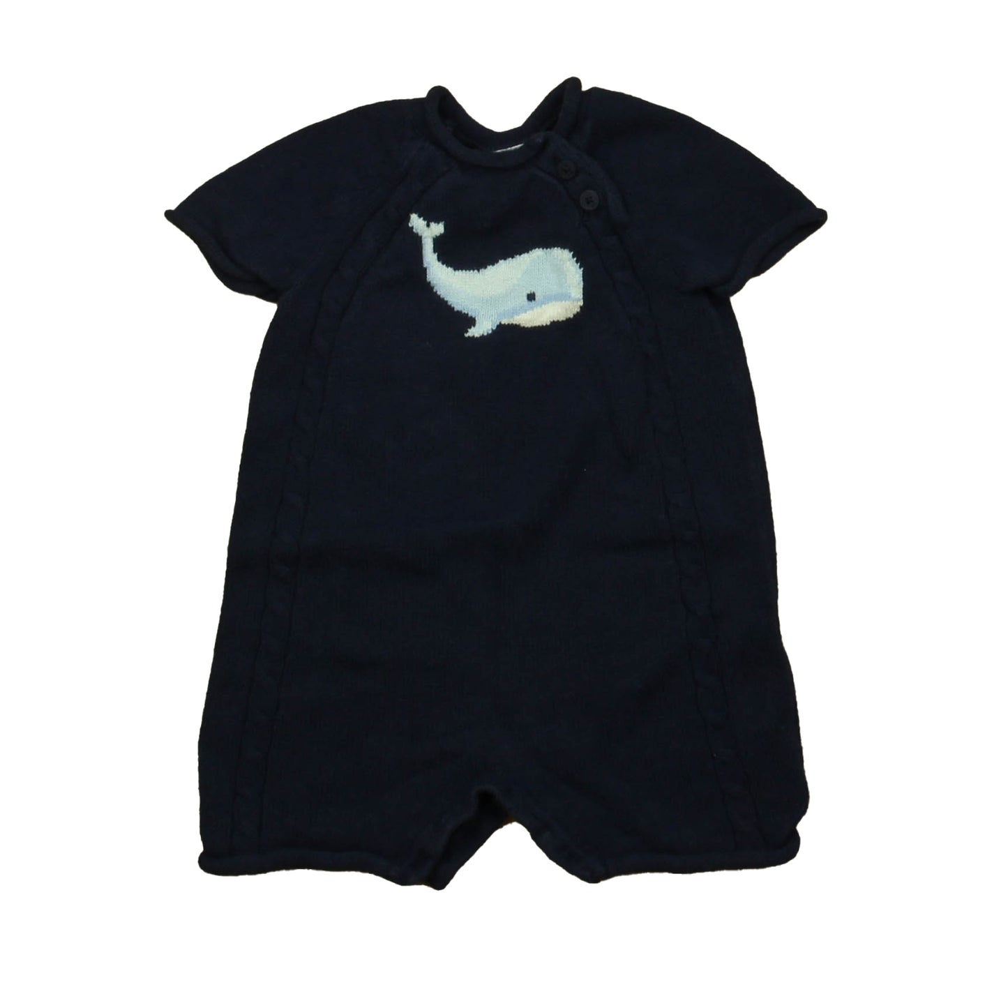Janie and Jack Boys Navy Dolphin Romper Size: 3-6 Months