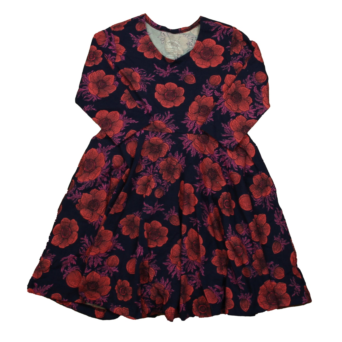 Mightly Girls Navy Floral Dress Size: 6-14 Years Navy Floral