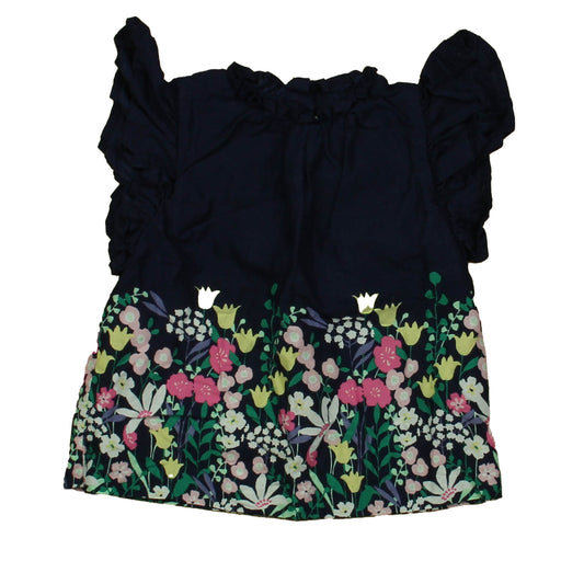 Janie and Jack Girls Navy Floral Blouse Size: 3T Navy Floral