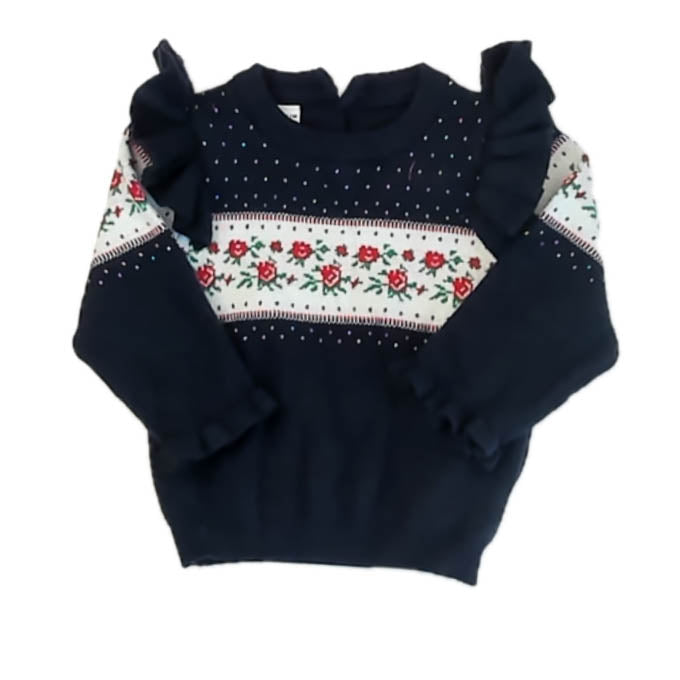 Shein Girls Navy Floral Sweater Size: 12-18 Months Navy Floral