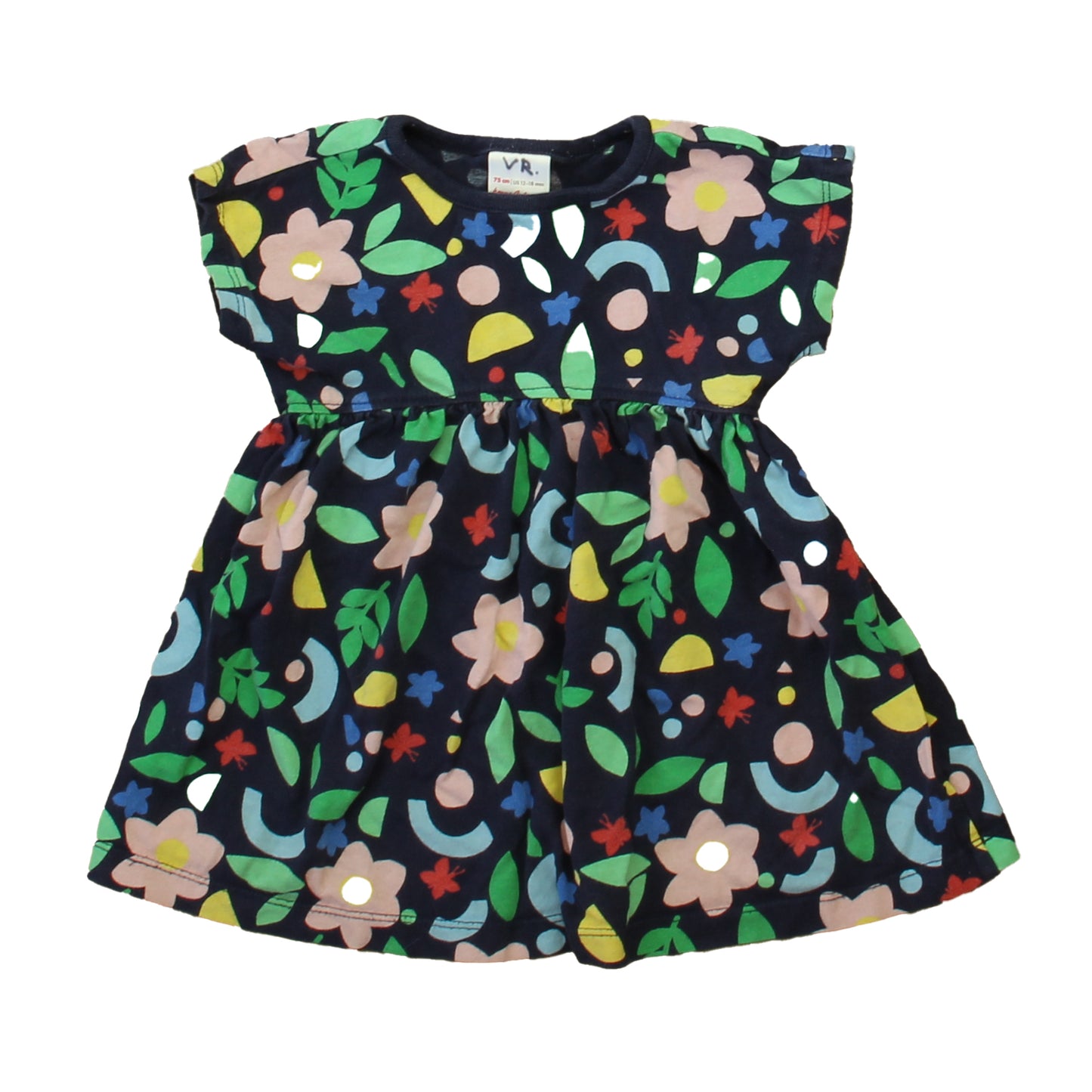 Hanna Andersson Girls Navy Floral Dress Size: 12-18 Months