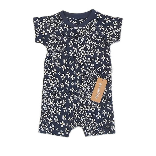 Granelito Girls Navy Floral Romper Size: 6-12 Months Navy Floral