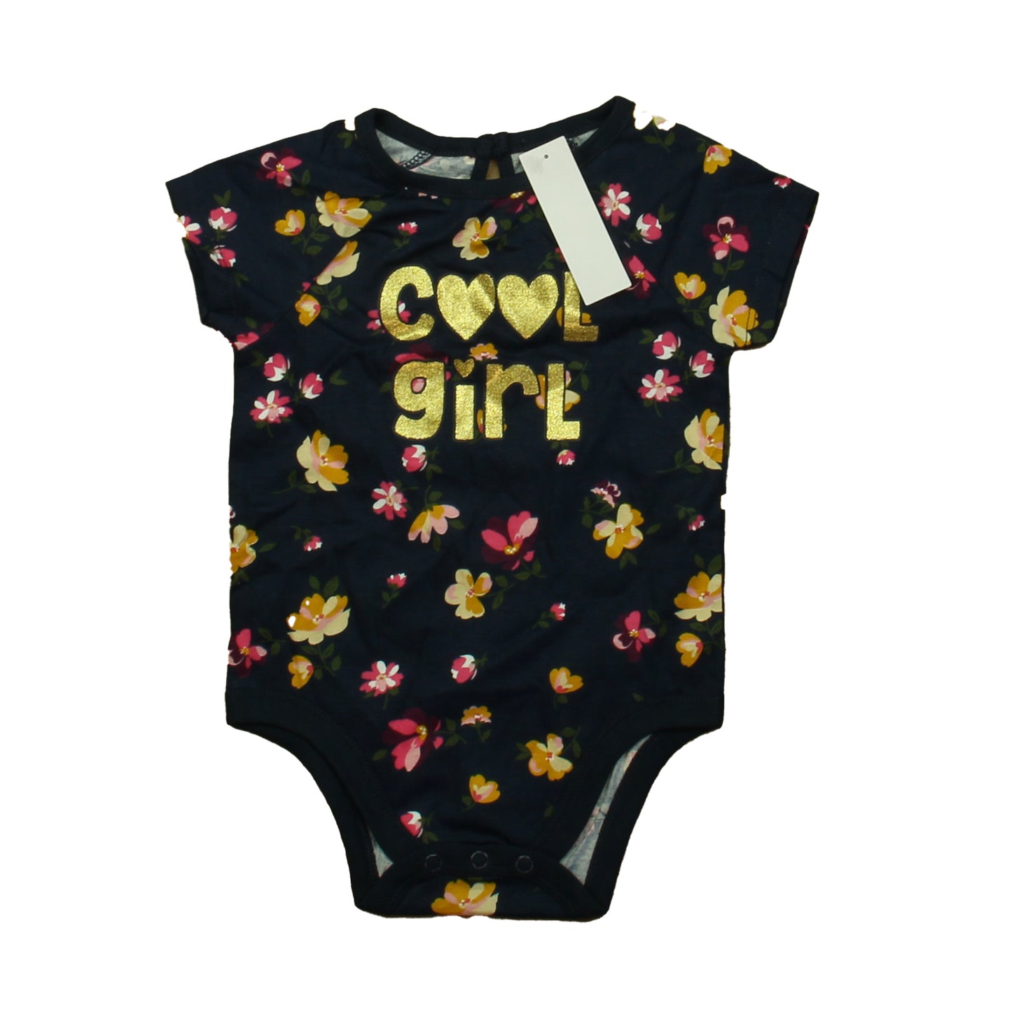 Garanimals Girls Navy Floral Onesie Size: 12 Months