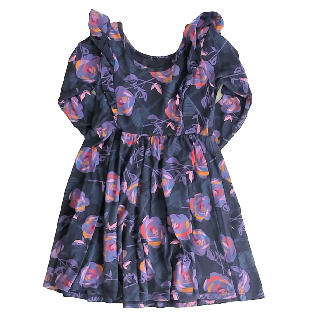 Tea Collection Girls Navy Floral Dress Size: 6 Years Navy Floral