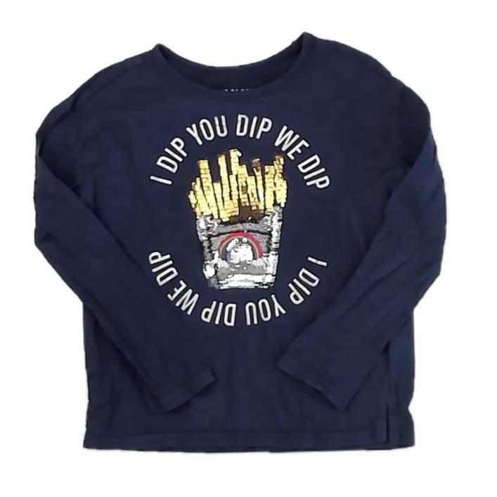 Rockets of Awesome Girls Navy Fries Long Sleeve T-Shirt Size: 6 Years Navy Fries