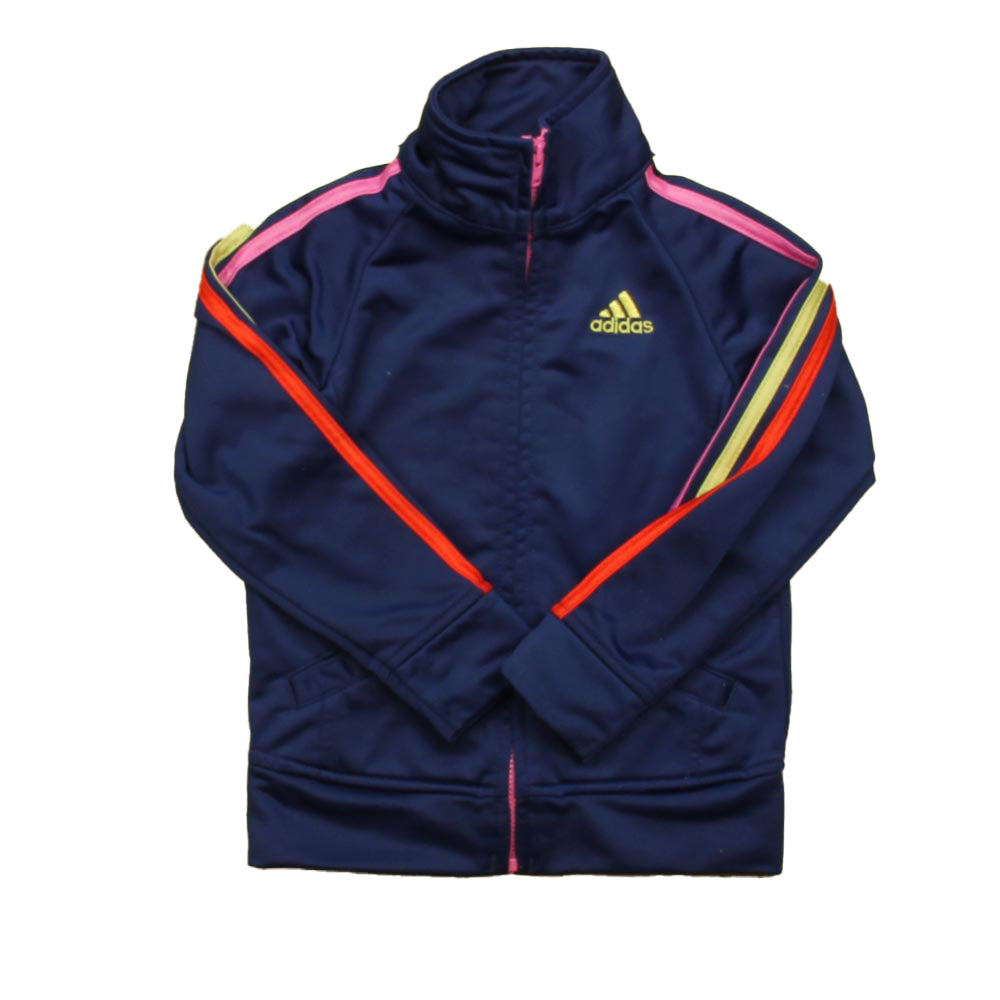 Adidas Girls Navy | Gold Stripe Jacket Size: 24 Months Navy | Gold Stripe