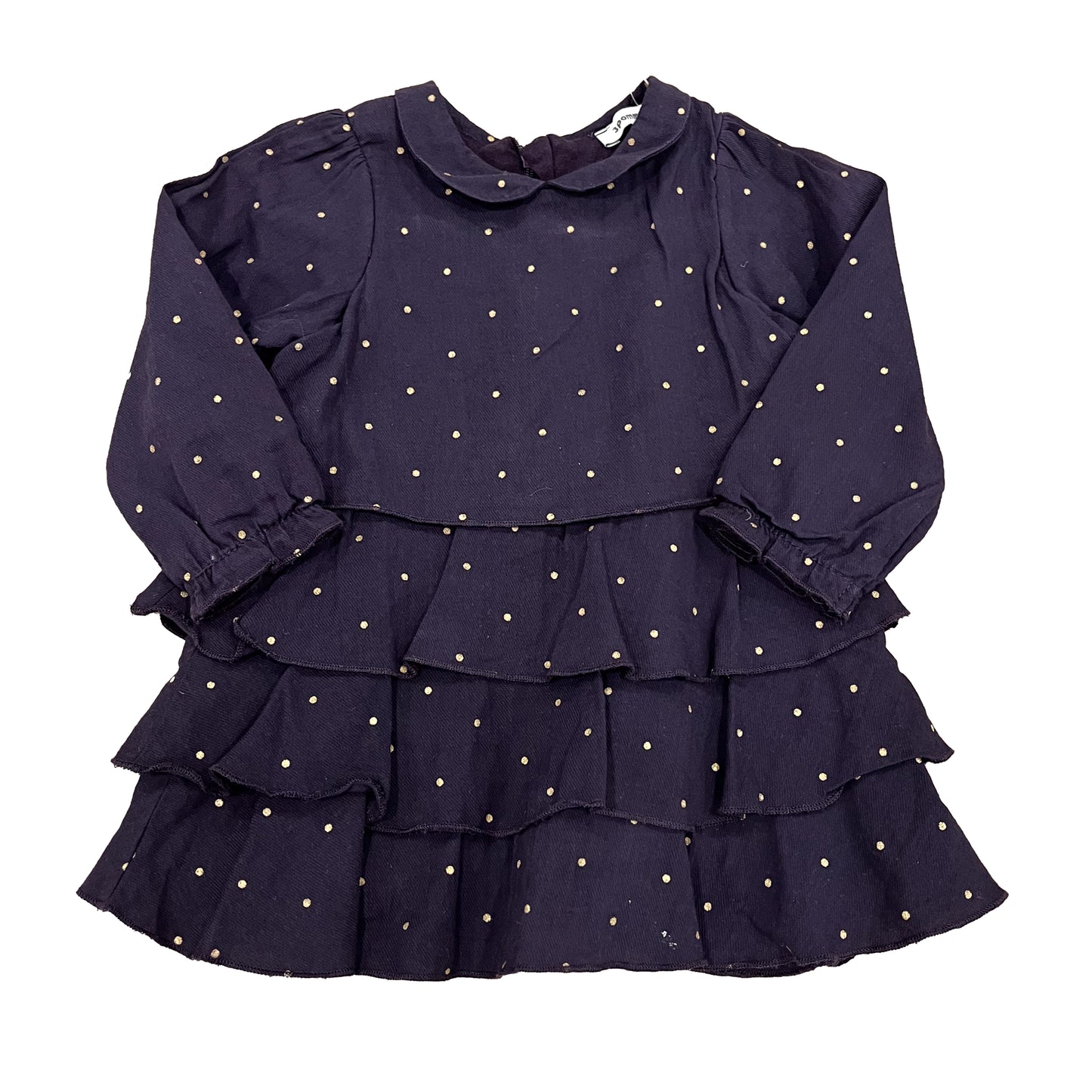 3 Pommes Girls Navy | Gold Dress Size: 12 Months Navy | Gold