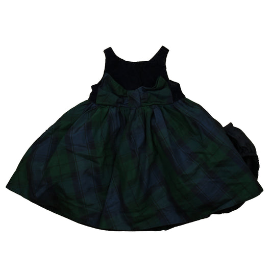 Janie and Jack Girls Navy | Green Plaid Special Occasion Dress Size: 12-18 Months