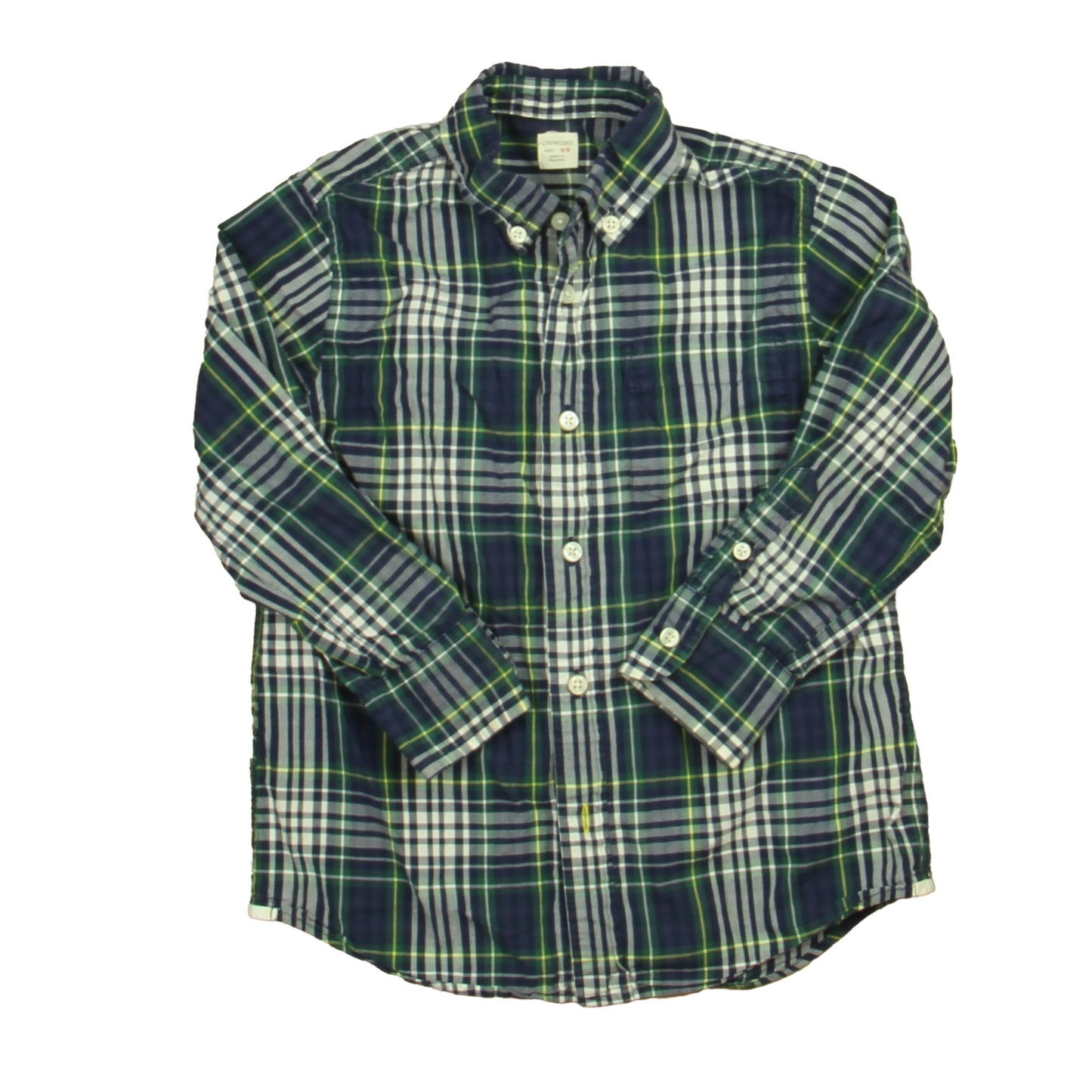 Crewcuts Boys Navy | Green Plaid Button Down Long Sleeve Size: 4-5T Navy | Green Plaid