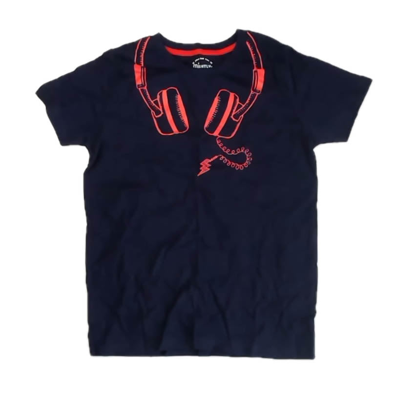 Mightly Boys Navy Headphones T-Shirt Size: 12 Years Navy Headphones