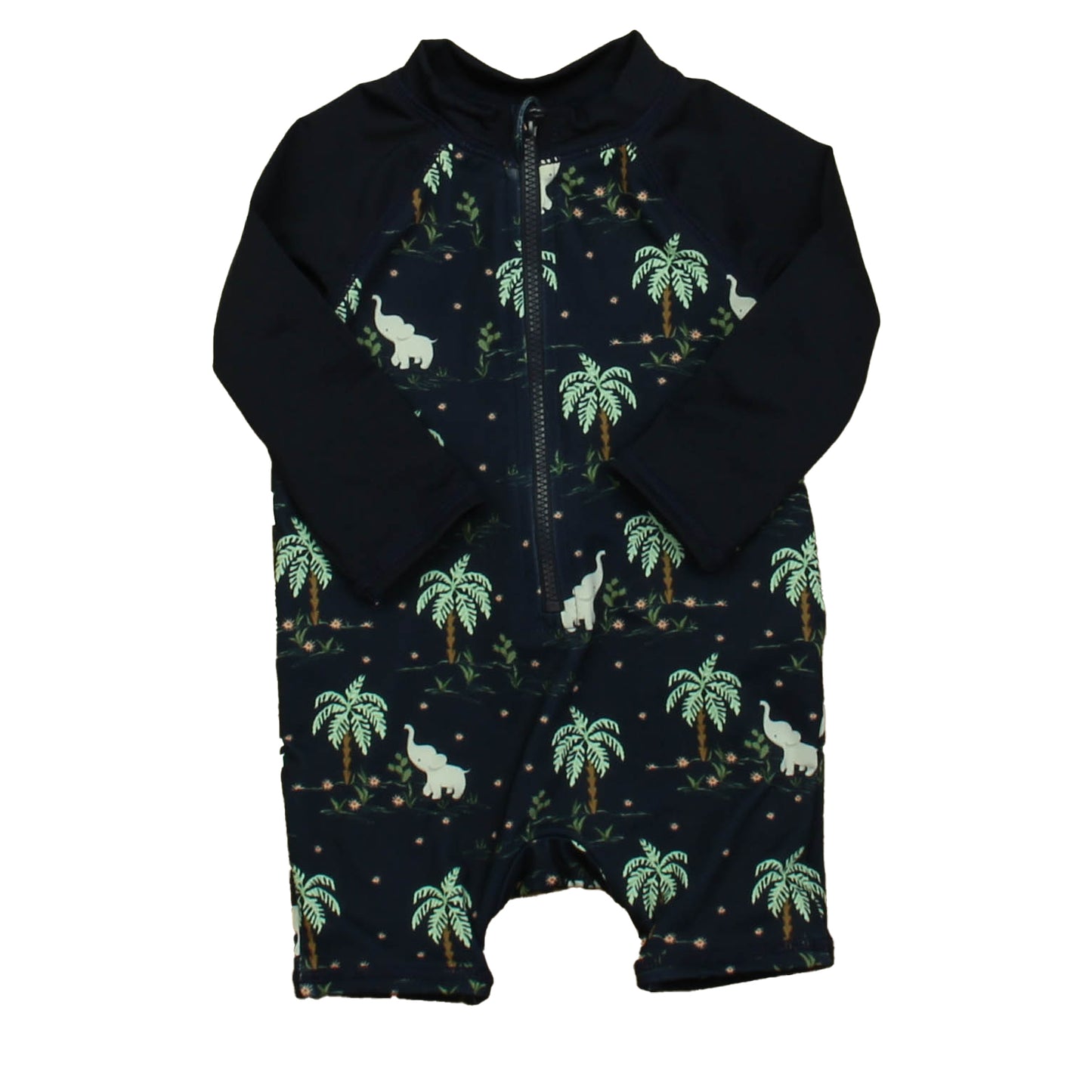 Janie and Jack Girls Navy Jungle 1-piece Swimsuit Size: 3-6 Months Navy Jungle