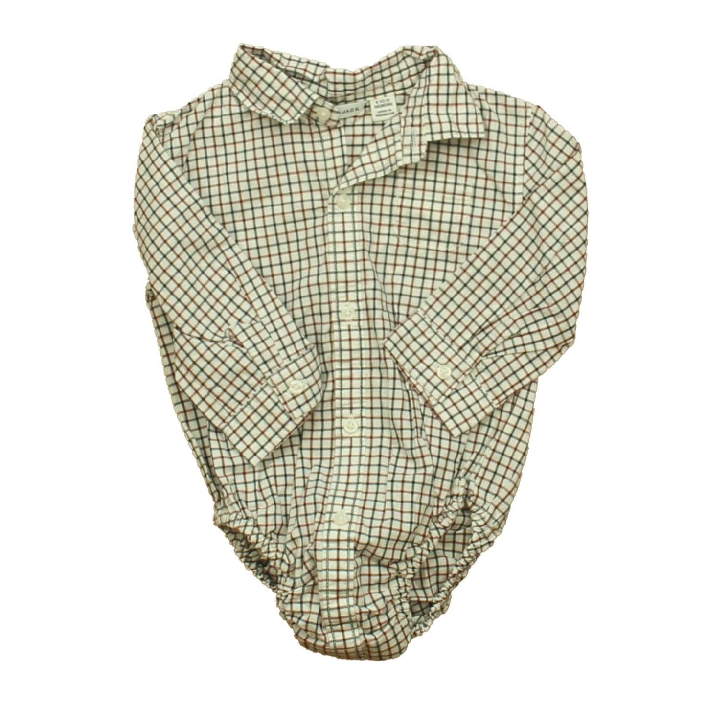 Janie and Jack Boys Navy | Maroon Plaid Onesie Size: 6-12 Months Navy | Maroon Plaid