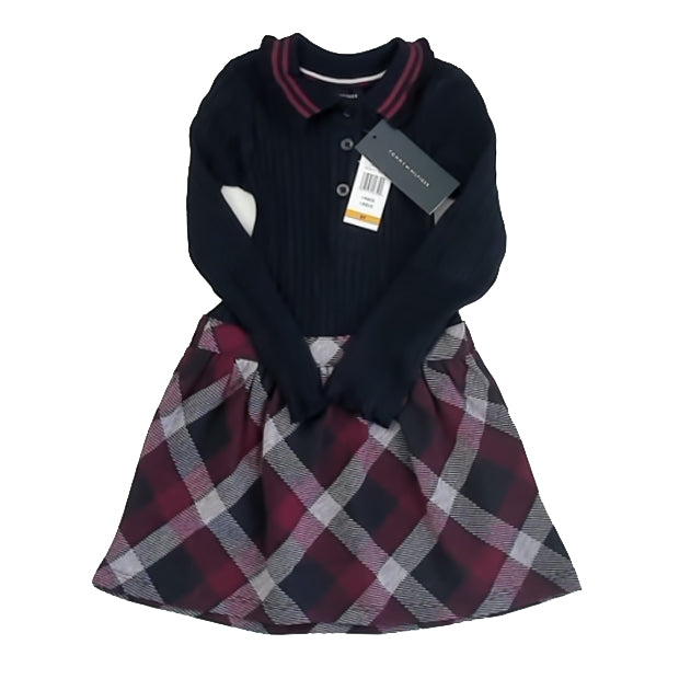 Tommy Hilfiger Girls Navy | Maroon Dress Size: 3T Navy | Maroon
