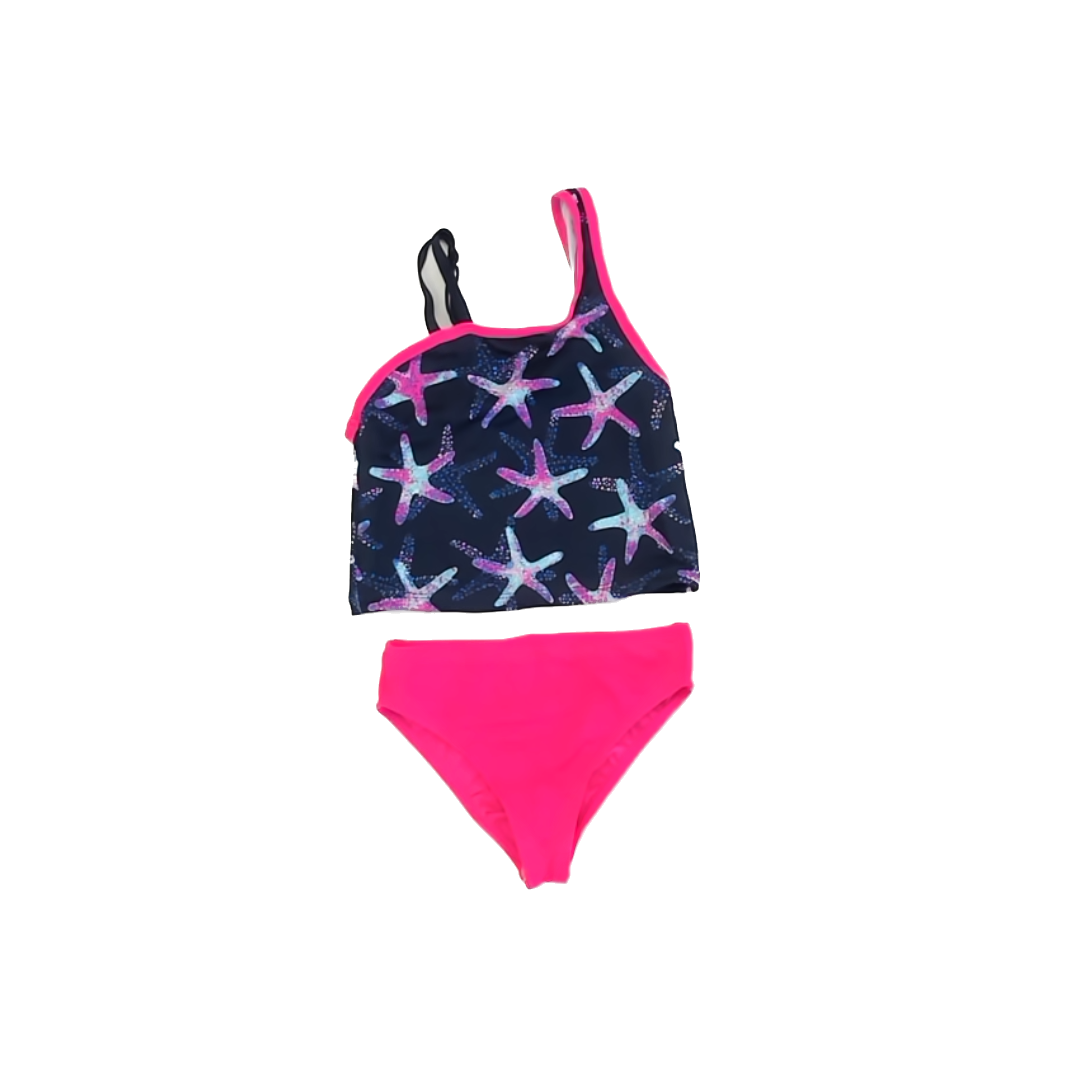 Land's End Girls Navy | Neon Pink 2-piece Swimsuit Size: 5T Navy | Neon Pink