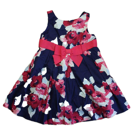 Janie and Jack Girls Navy | Pink Floral Dress Size: 18-24 Months Navy | Pink Floral