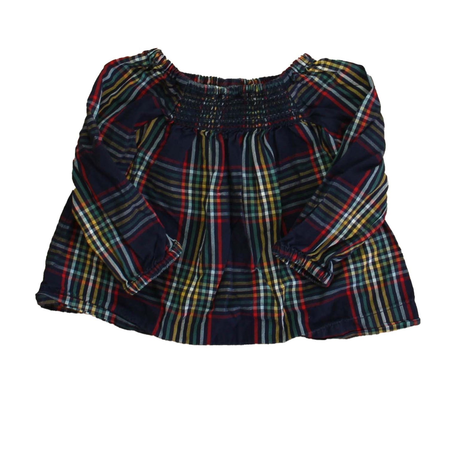 Hanna Andersson Girls Navy Plaid Blouse Size: 6-12 Months Navy Plaid