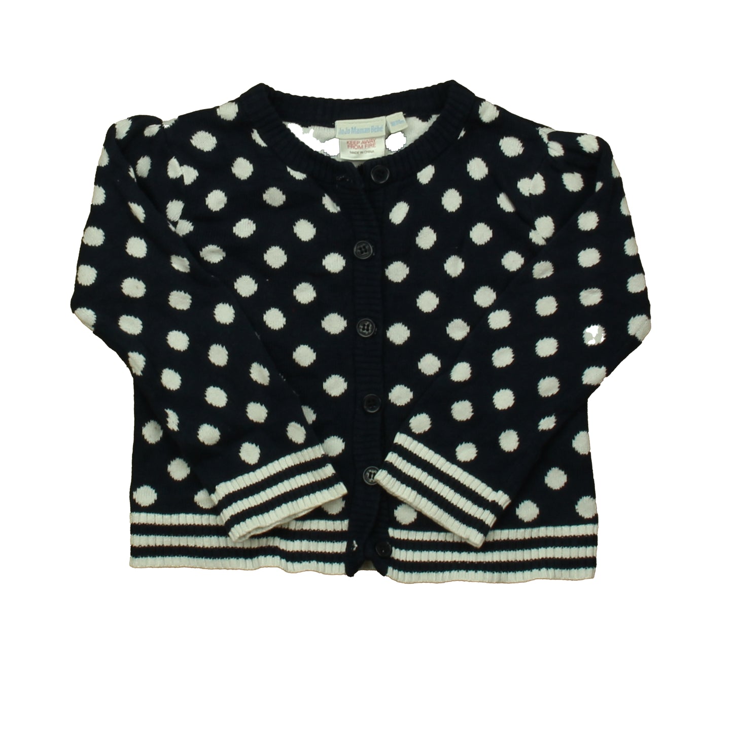 JoJo Maman Bebe Girls Navy Polka Dots Cardigan Size: 18-24 Months Navy Polka Dots