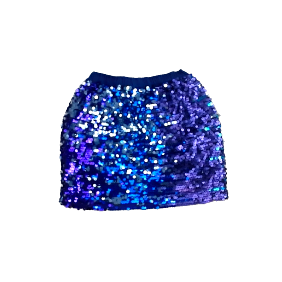 Rockets Of Awesome Girls Navy | Purple and Blue Sequins Skirt Size: 4T - 7 Years Navy | Purple and Blue Sequins