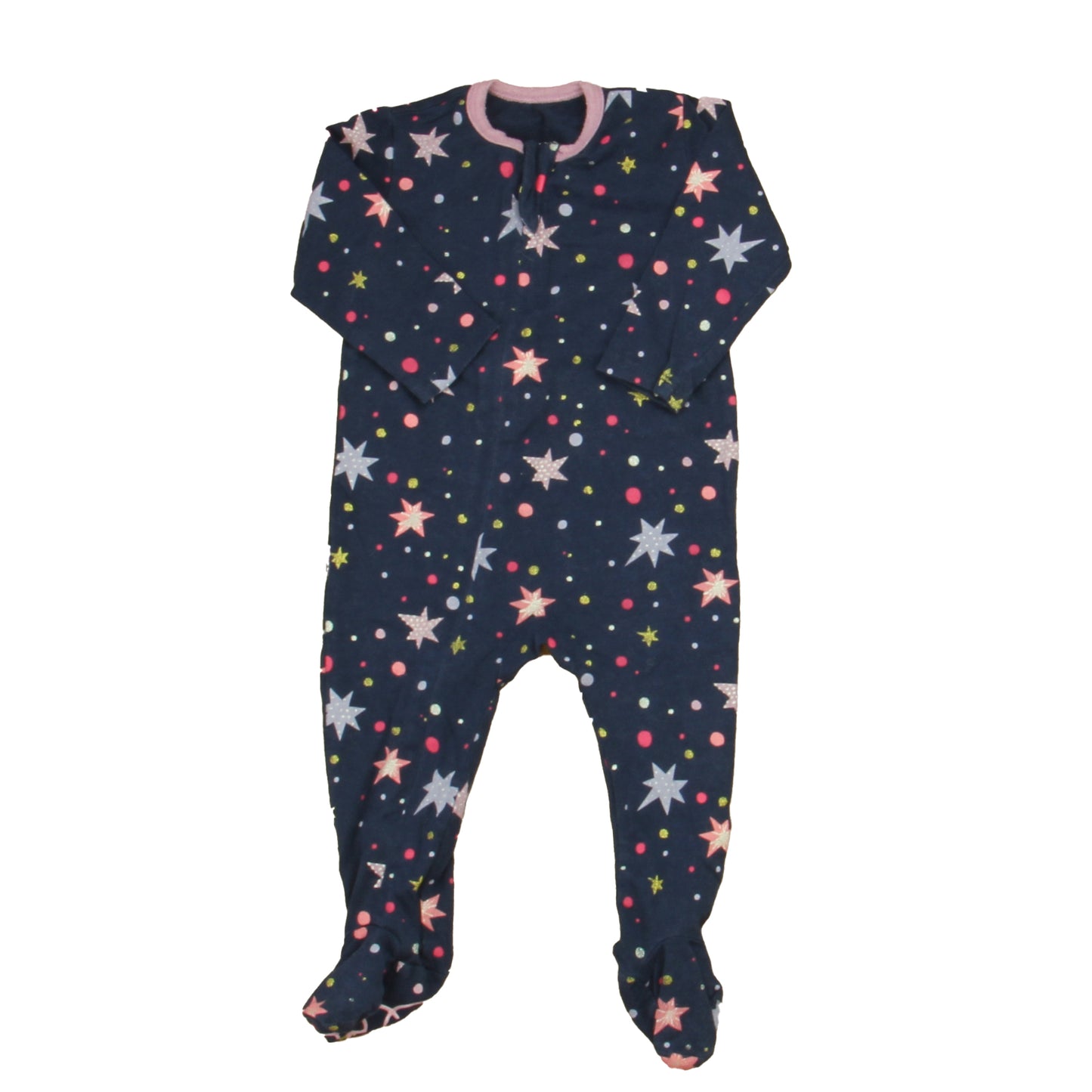 Egg Girls Navy | Purple | Pink Stars 1-piece footed Pajamas Size: 6 Months Navy | Purple | Pink Stars