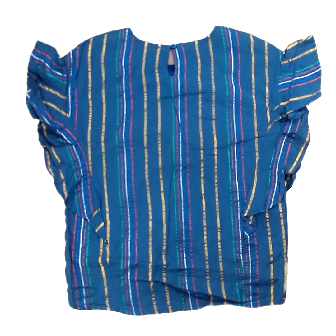 Rockets Of Awesome Girls Navy | Rainbow Shiny Stripes Tank Top Size: 10 Years Navy | Rainbow Shiny Stripes