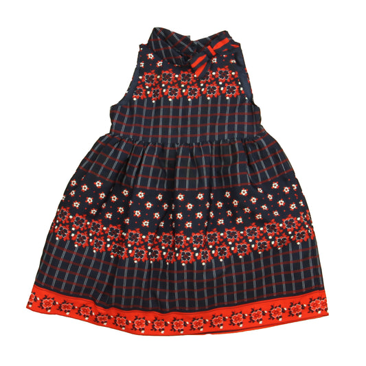 Janie and Jack Girls Navy | Red Floral Dress Size: 18-24 Months Navy | Red Floral