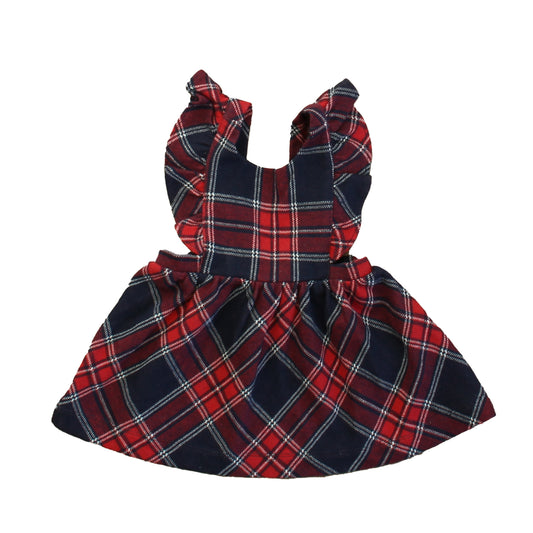 Janie and Jack Girls Navy | Red Plaid Jumper Size: 3-6 Months Navy | Red Plaid