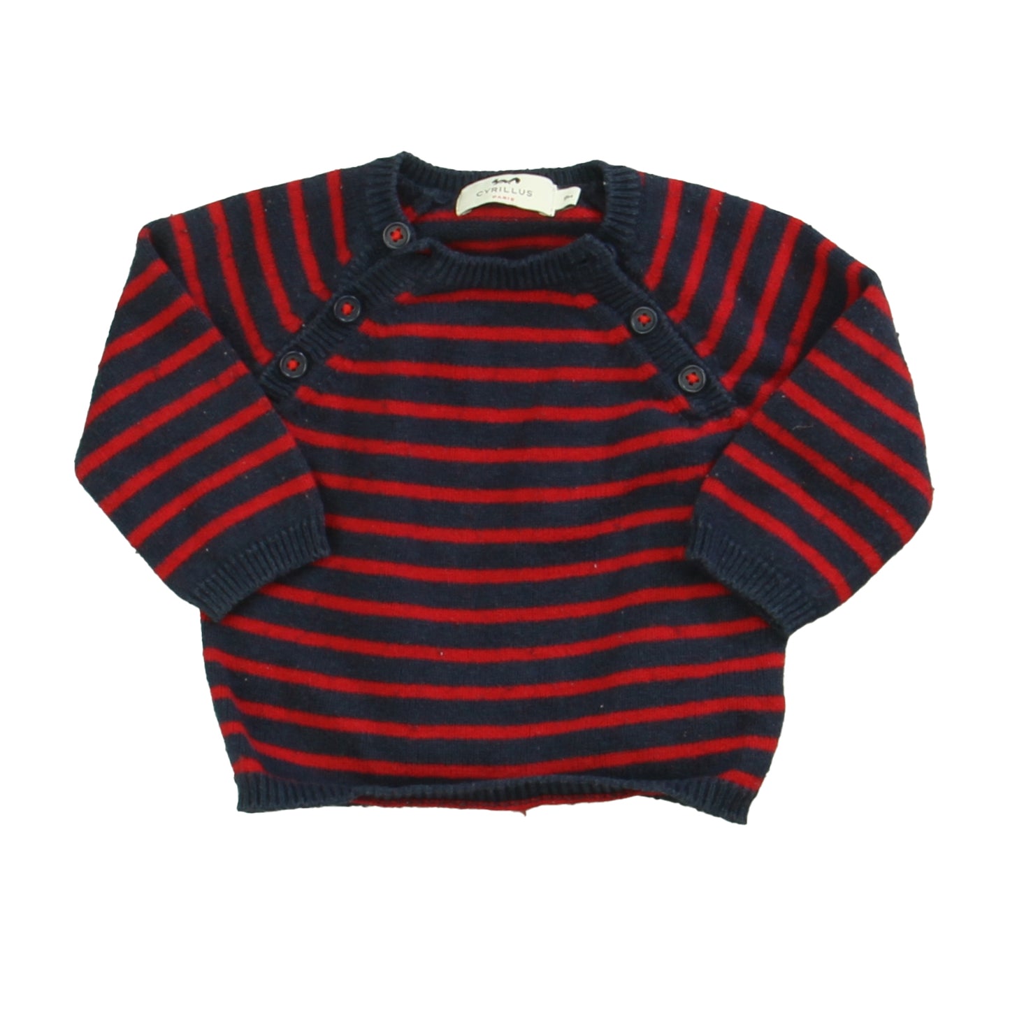 Cyrillus Boys Navy | Red Stripe Sweater Size: 9 Months Navy | Red Stripe