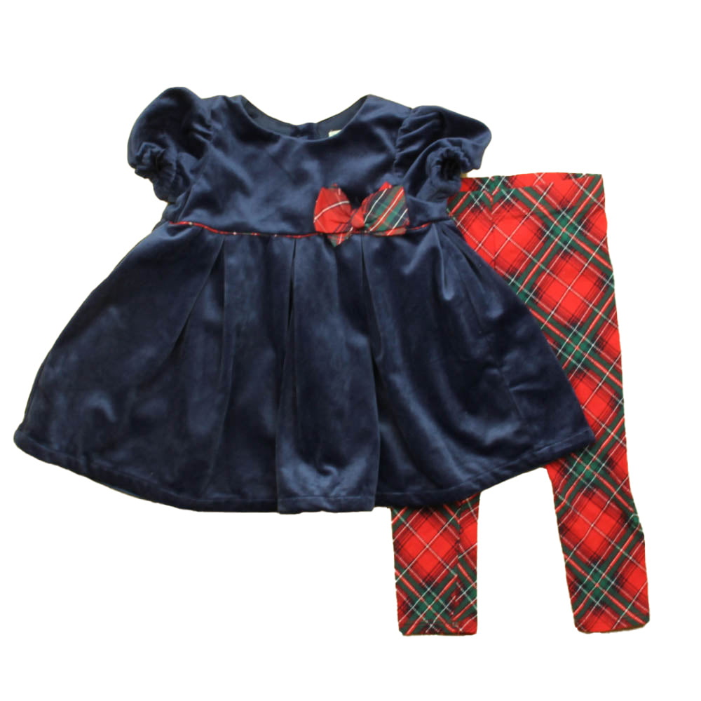 Max Studio Girls Navy | Red Dress Size: 18 Months