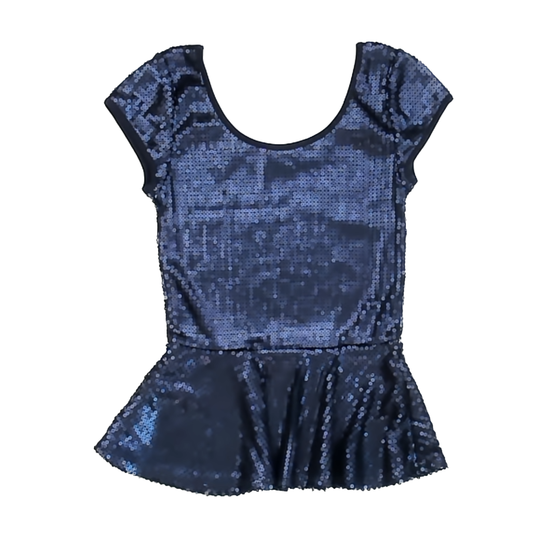 Tres Bien Girls Navy Sequin Short Sleeve Shirt Size: Adult S* Navy Sequin