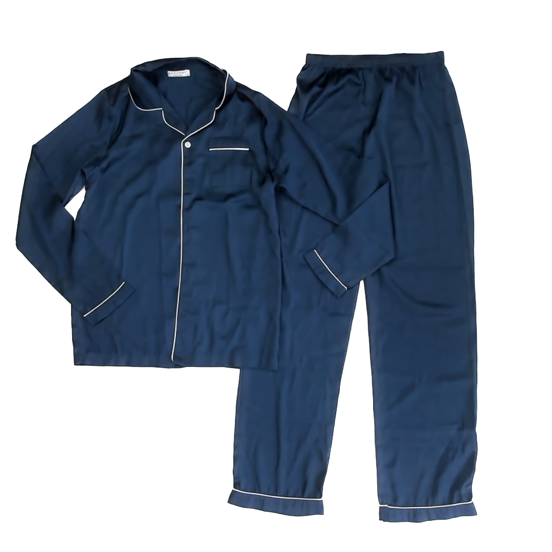 Unknown Unisex Navy Silky 2-piece Pajamas Size: 10-12 Years Navy Silky