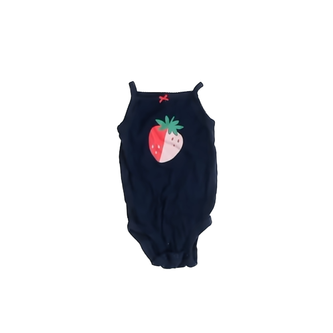 Carter's Girls Navy | Strawberry Onesie Size: 18 Months Navy | Strawberry