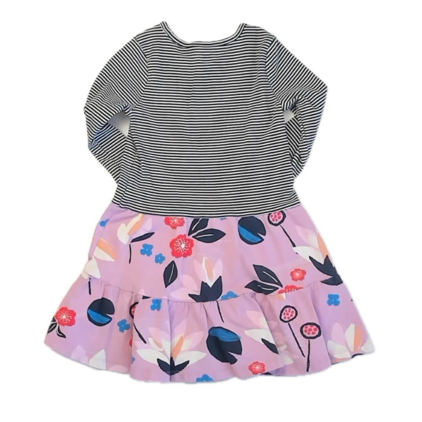 Tea Collection Girls Navy Stripe | Purple Floral Dress Size: 5T Navy Stripe | Purple Floral