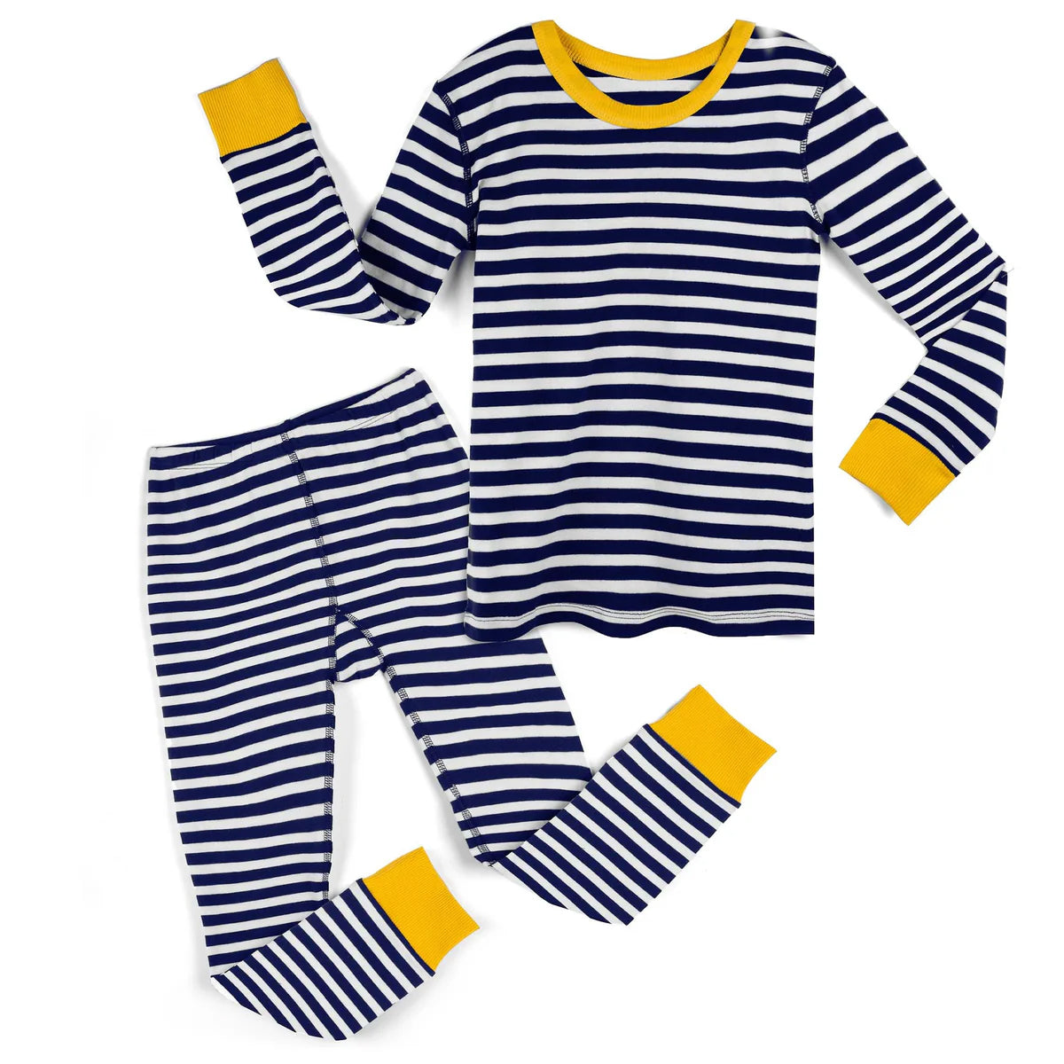 Mightly Boys Navy Stripe 2-piece Pajamas Size: 2-5T Navy Stripe