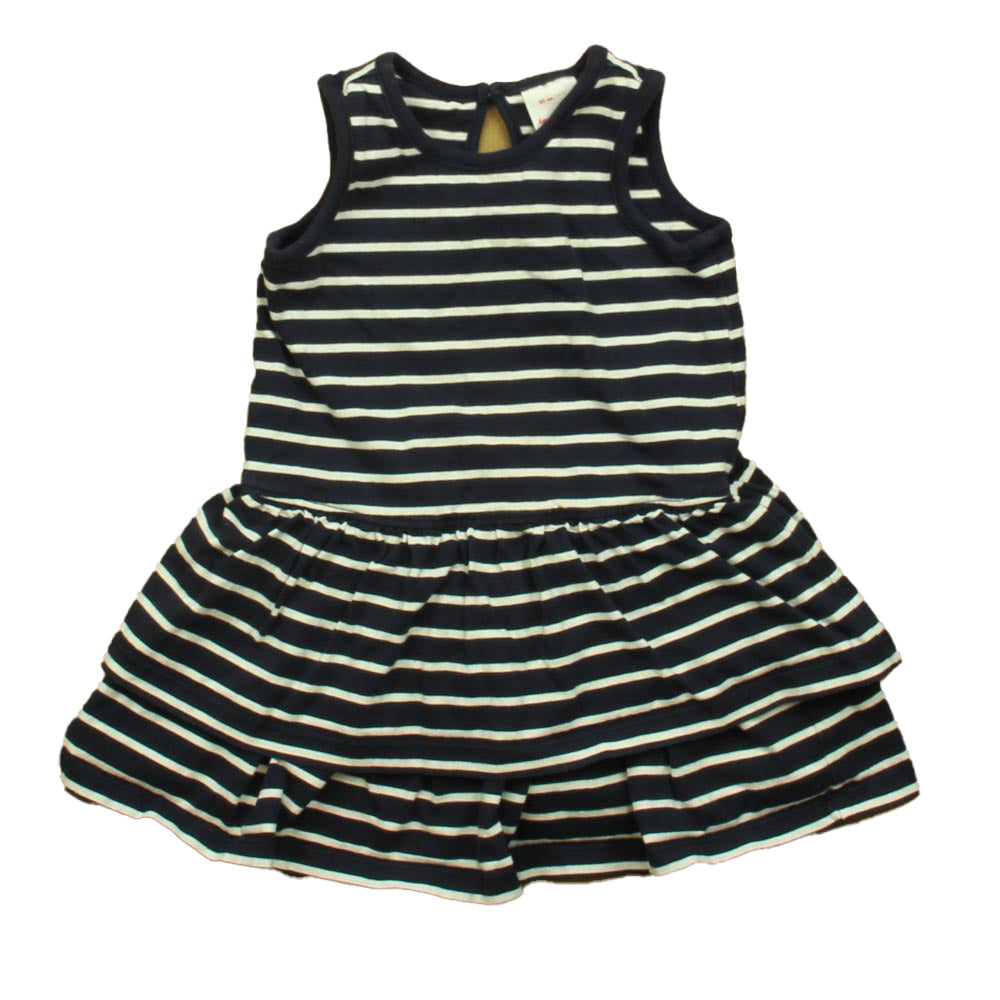 Hanna Andersson Girls Navy Stripe Dress Size: 2T