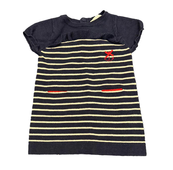 Jacadi Girls Navy Stripe Sweater Dress Size: 12 Months Navy Stripe