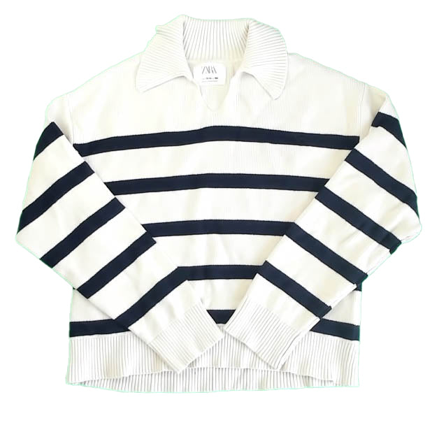 Zara Girls Navy Stripe Sweater Size: 13-14 Years Navy Stripe