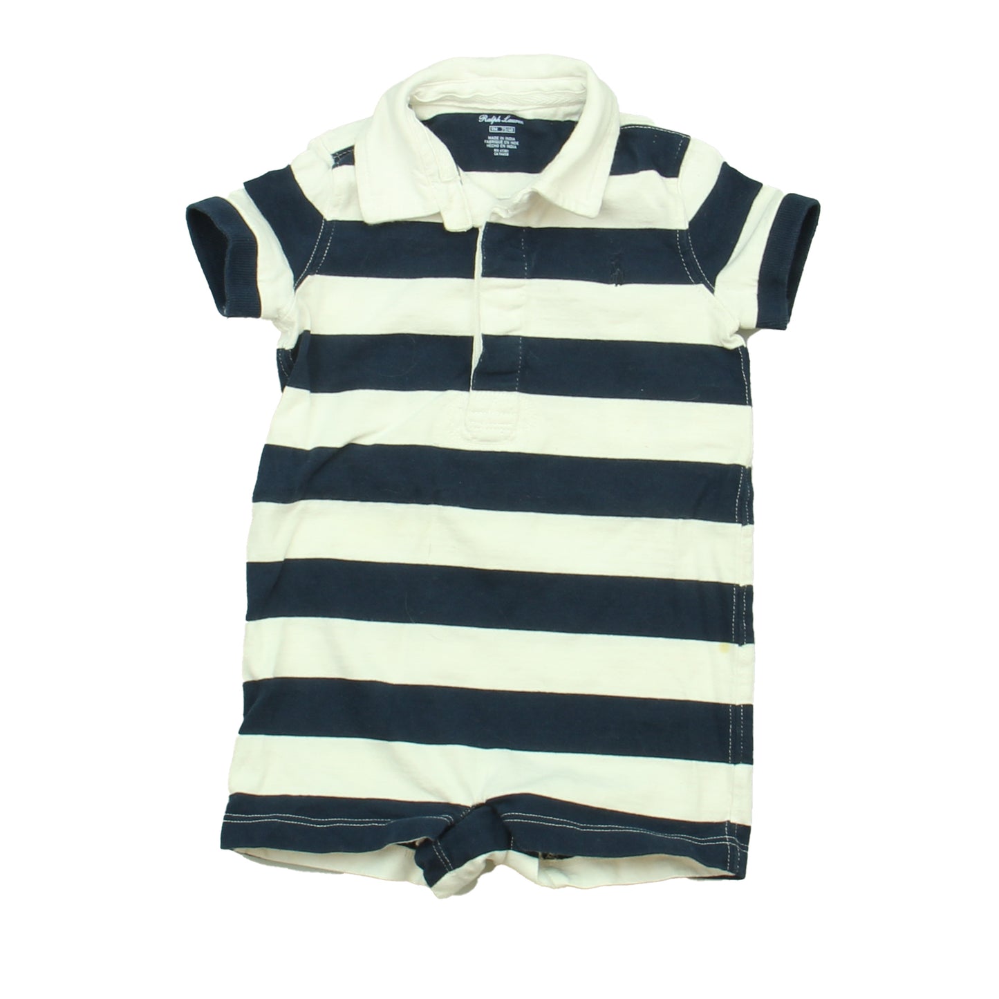Ralph Lauren Boys Navy Stripe Romper Size: 9 Months Navy Stripe