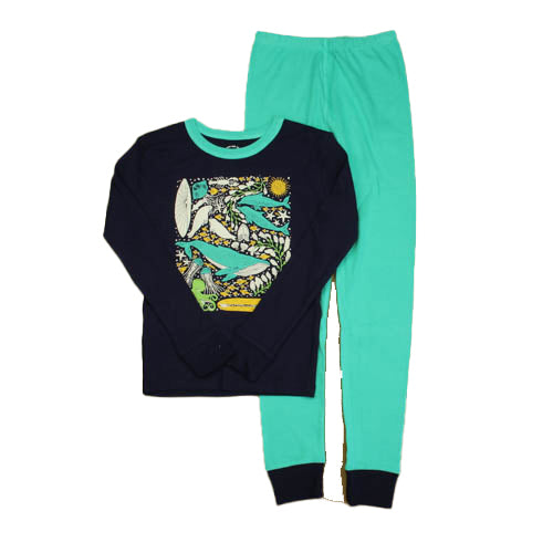 Mightly Unisex Navy Under the Sea 2-piece Pajamas Size: 6-14 Years Navy Under the Sea