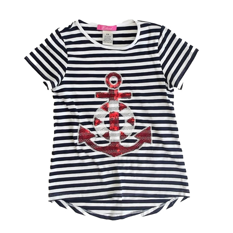 E. Land Girls Navy | White Anchor T-Shirt Size: 6 Years Navy | White Anchor